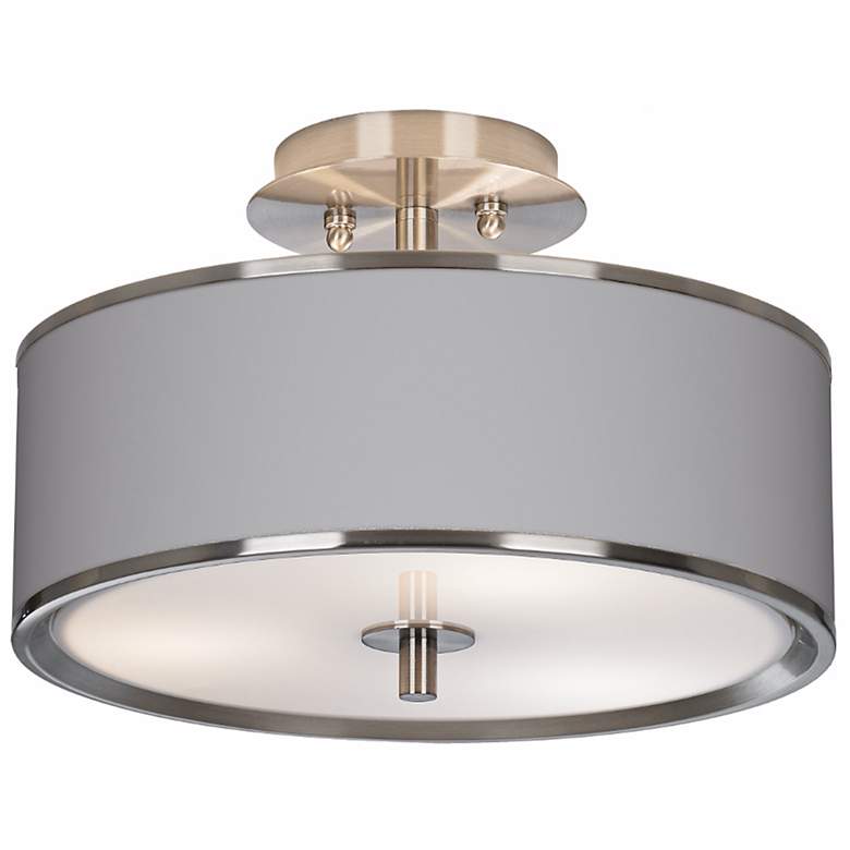 Image 1 Brushed Nickel 14 inch Wide Ceiling Light with Translucent Shade