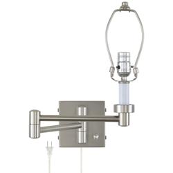 Brushed Nickel 20 1/2&quot; Plug-In Swing Arm Wall Lamp Base