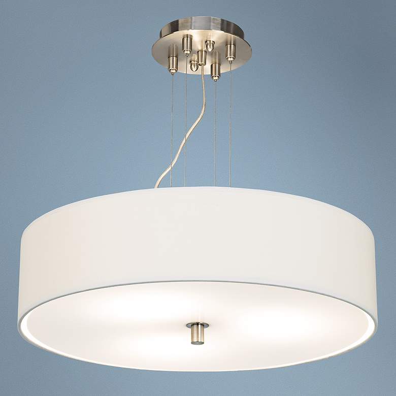 Brushed Nickel 20&quot; Wide 3-Light Pendant with Opaque Shade