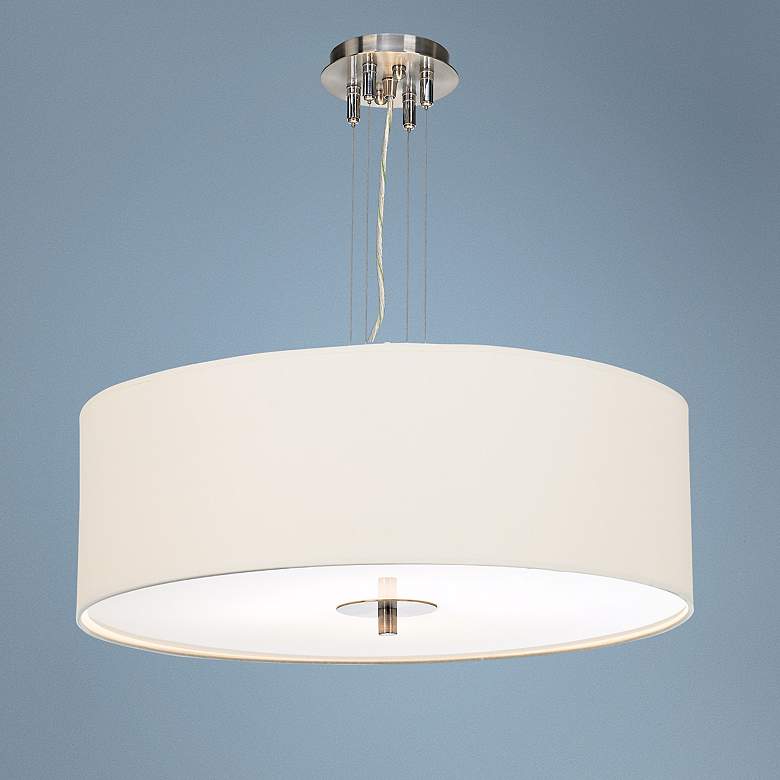 Image 2 Brushed Nickel 24"W Pendant Chandelier with Opaque Shade