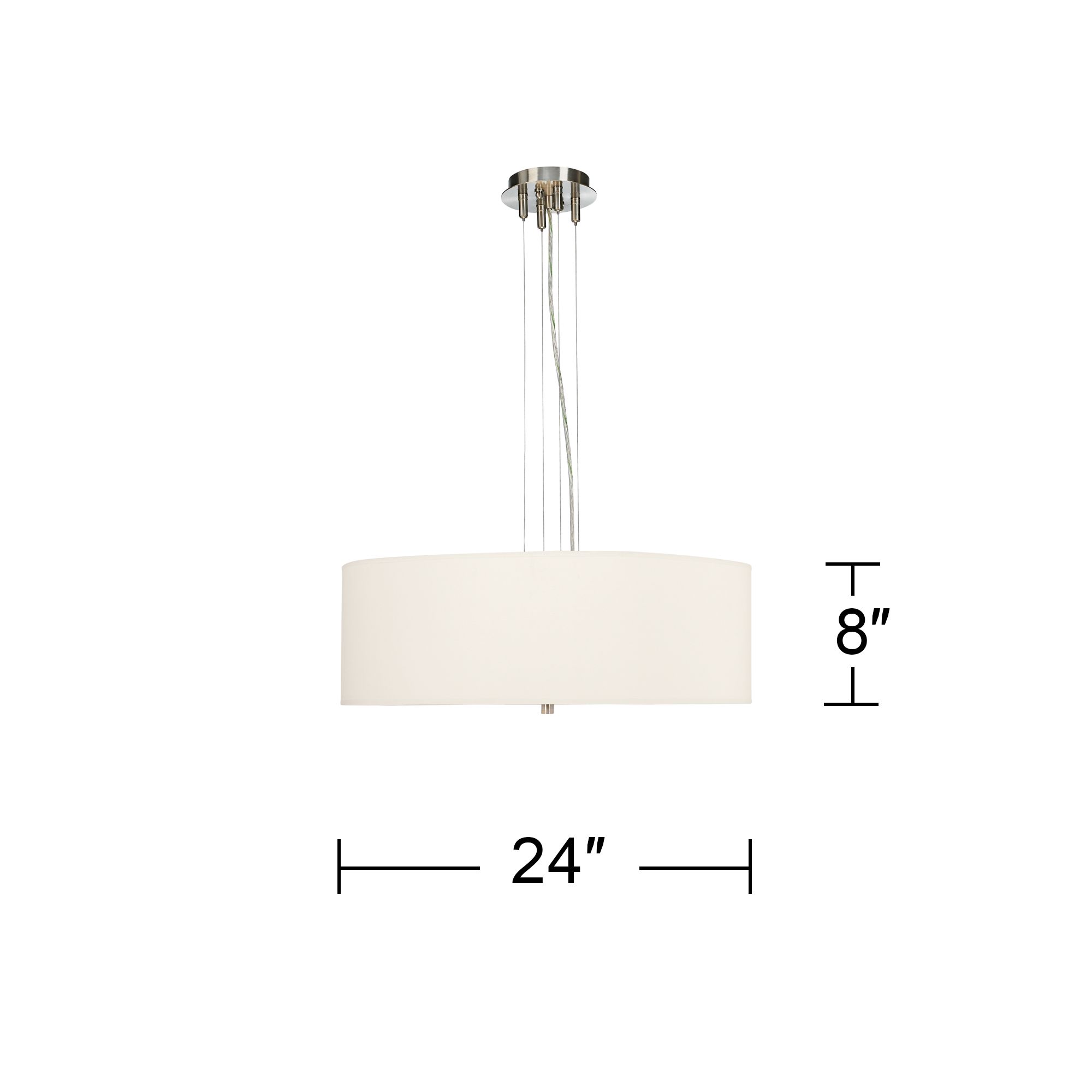 Brushed Nickel  24"W Pendant Chandelier with Opaque Shade in scene