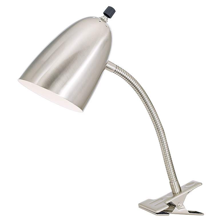 Image 1 Brushed Nickel Adjustable Gooseneck Arm Headboard Clip Lamp