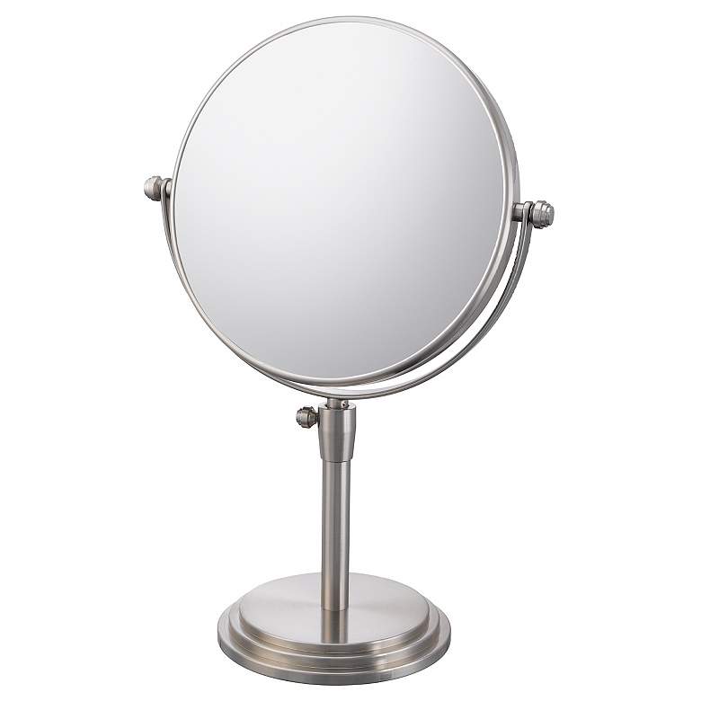 Image 1 Brushed Nickel Adjustable Vanity Stand Makeup Mirror