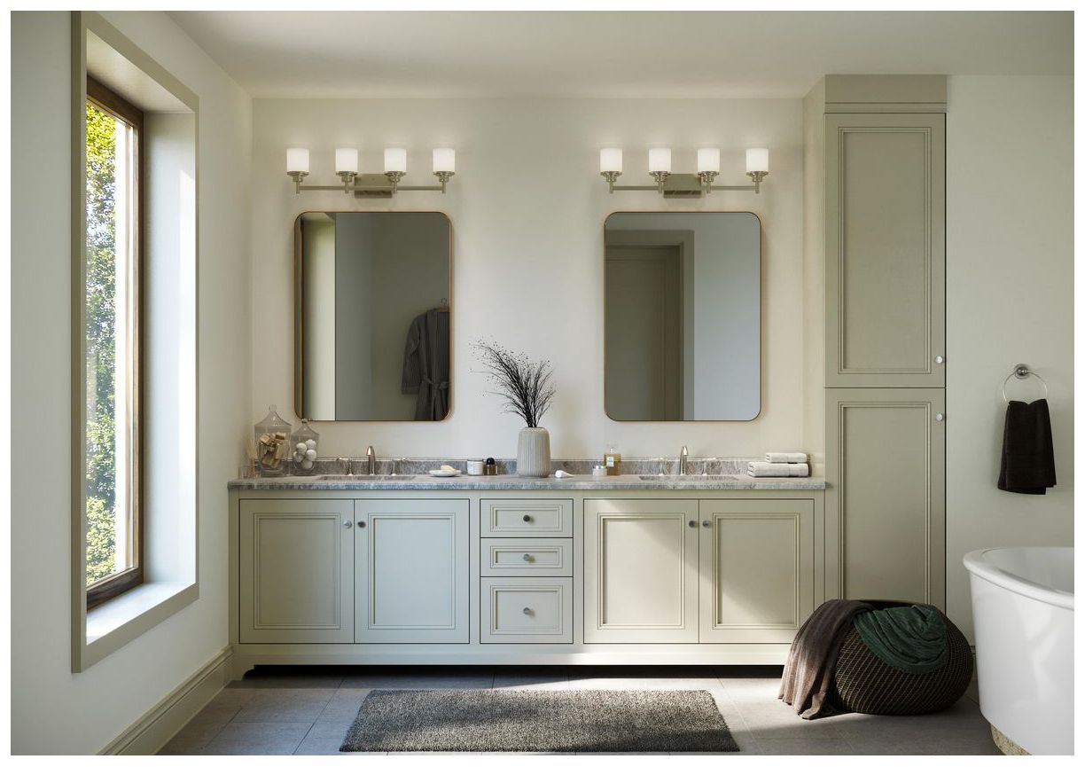 Image 2 BRUSHED NICKEL ALEXA 4LT BATH CLR GLS more views