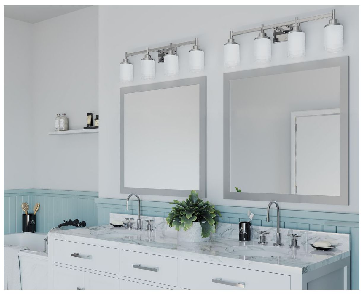 Image 4 BRUSHED NICKEL ALEXA 4LT BATH CLR GLS more views