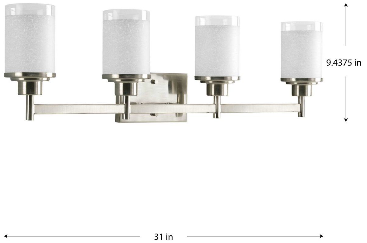 Image 6 BRUSHED NICKEL ALEXA 4LT BATH CLR GLS more views