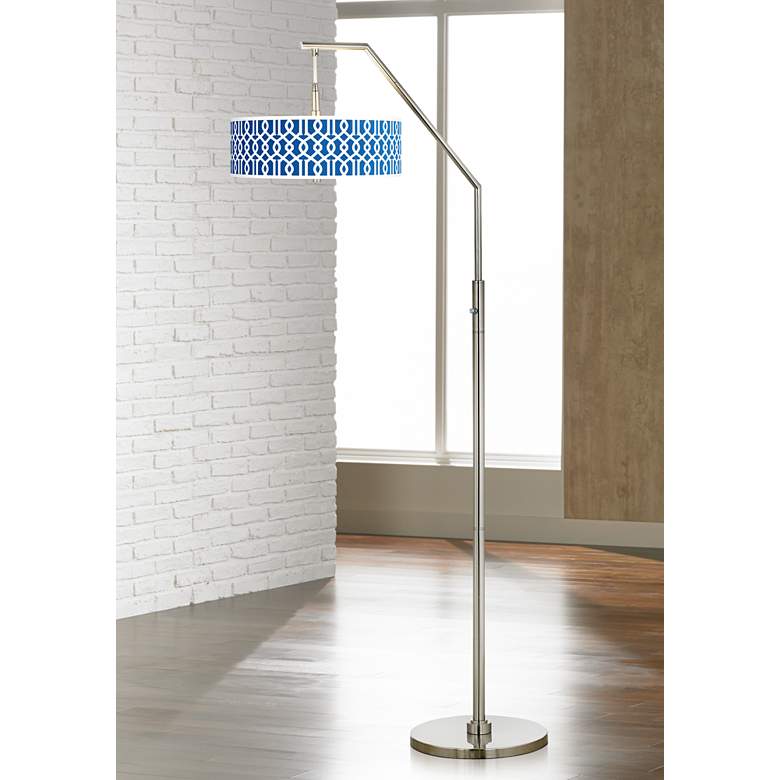 Image 1 Brushed Nickel Arc Floor Lamp with Translucent Shade