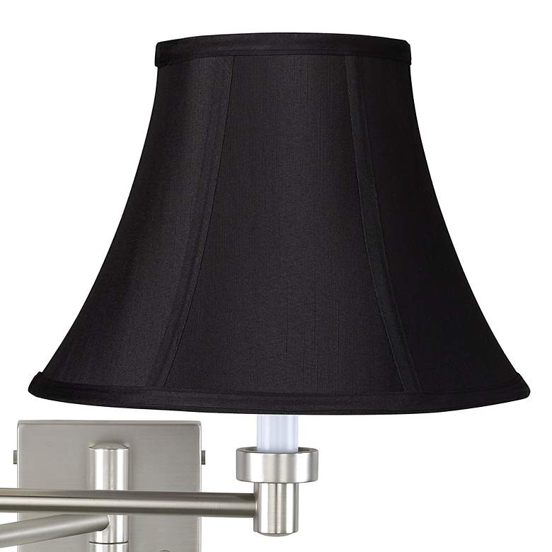 Image 3 Brushed Nickel Black Bell Shade Swing Arm Wall Lamp more views