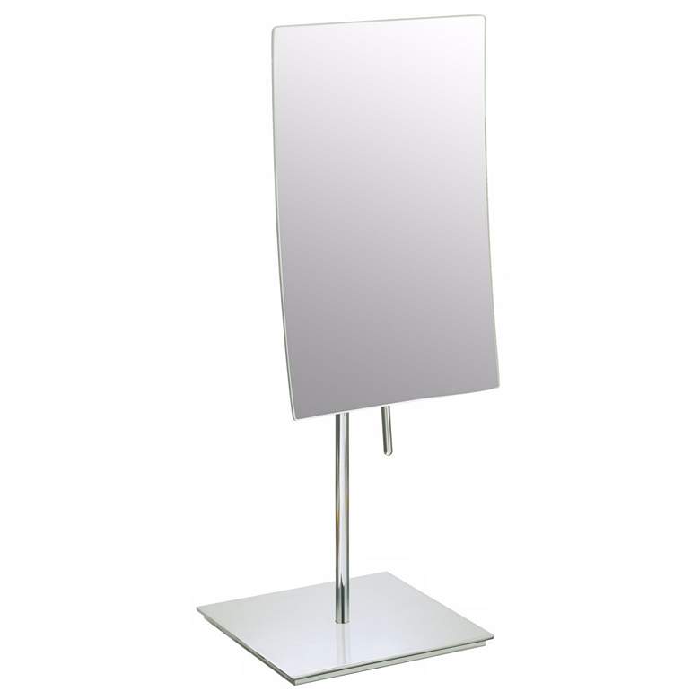 Brushed Nickel Finish Minimalist Vanity Stand Mirror