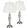 Brushed Nickel Finish Traditional CandlestickTable Lamps Set of 2