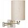 Brushed Nickel Ivory Cylinder Plug-In Swing Arm Wall Lamp
