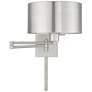 Brushed Nickel Metal Swing Arm Wall Lamp with Drum Shade
