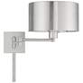 Brushed Nickel Metal Swing Arm Wall Lamp with Drum Shade