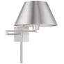 Brushed Nickel Metal Swing Arm Wall Lamp with Empire Shade