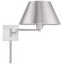 Brushed Nickel Metal Swing Arm Wall Lamp with Empire Shade
