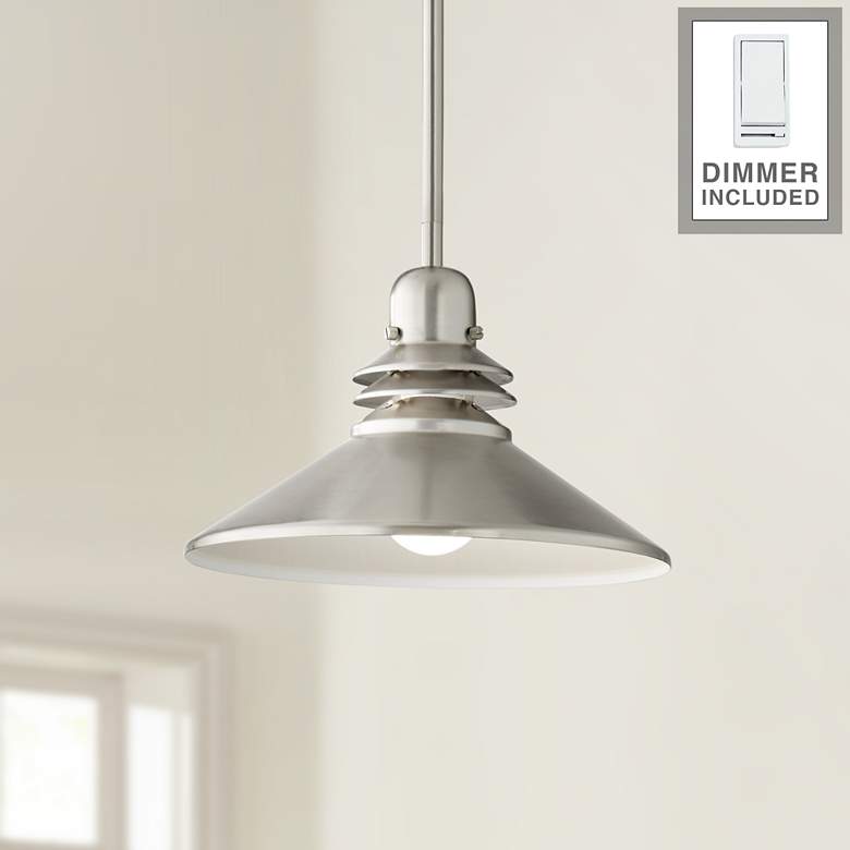 Image 1 Brushed Nickel Mini-Pendant Chandelier with Dimmer