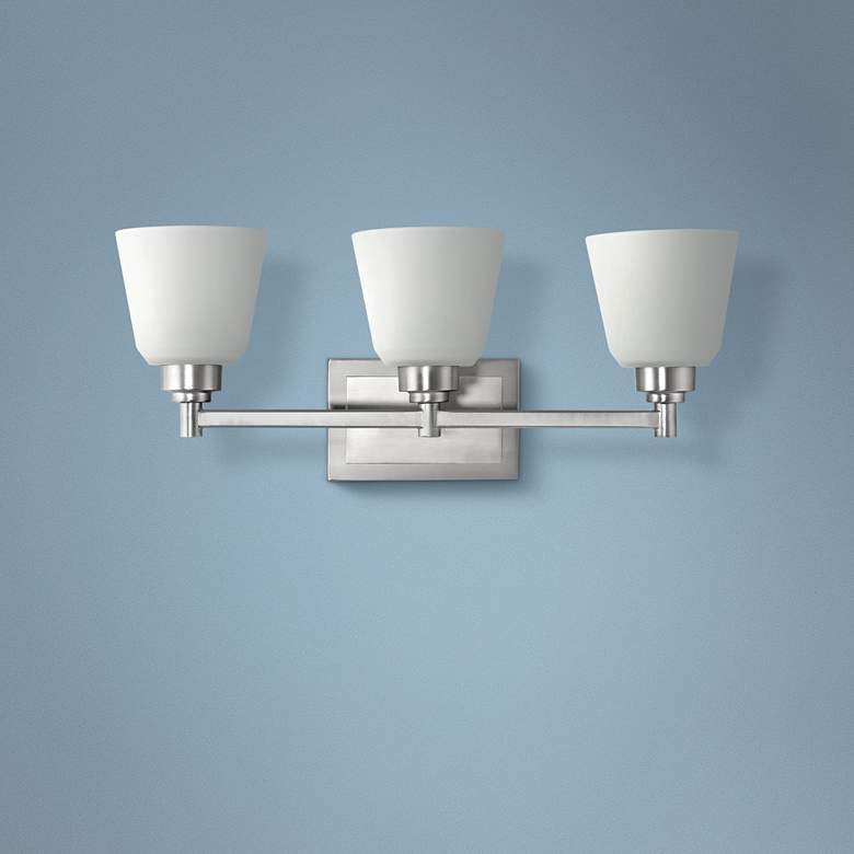 Image 1 Brushed Nickel Opal Etched Glass 3-Light Bath Bar