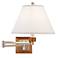 Brushed Nickel Plug-In Swing Arm Wall Lamp W/ Empire Shade