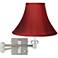Brushed Nickel Red Silk Shade Plug-In Swing Arm Wall Lamp