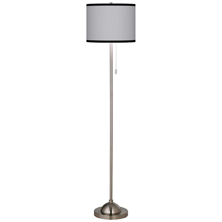 Image 1 Brushed Nickel Stick Floor Lamp with Translucent Shade