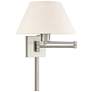 2_Brushed Nickel Swing Arm Wall Lamp with Oatmeal Empire Shade