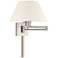 Brushed Nickel Swing Arm Wall Lamp with Oatmeal Empire Shade
