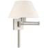 Brushed Nickel Swing Arm Wall Lamp with Oatmeal Empire Shade