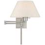 Brushed Nickel Swing Arm Wall Lamp with Oatmeal Empire Shade