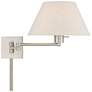 Brushed Nickel Swing Arm Wall Lamp with Oatmeal Empire Shade