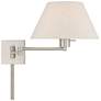 4_Brushed Nickel Swing Arm Wall Lamp with Oatmeal Empire Shade more views