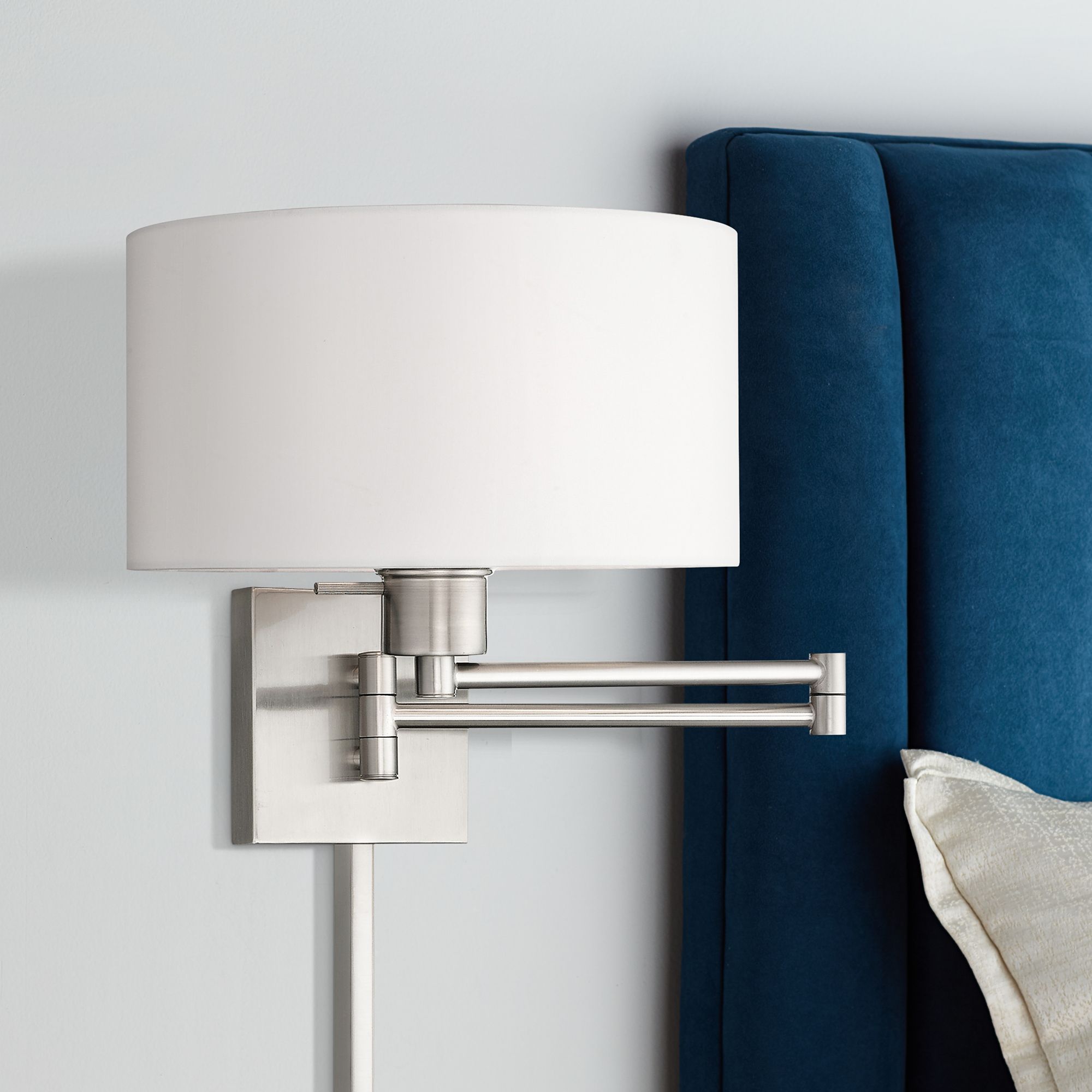brushed nickel swing arm wall lamp
