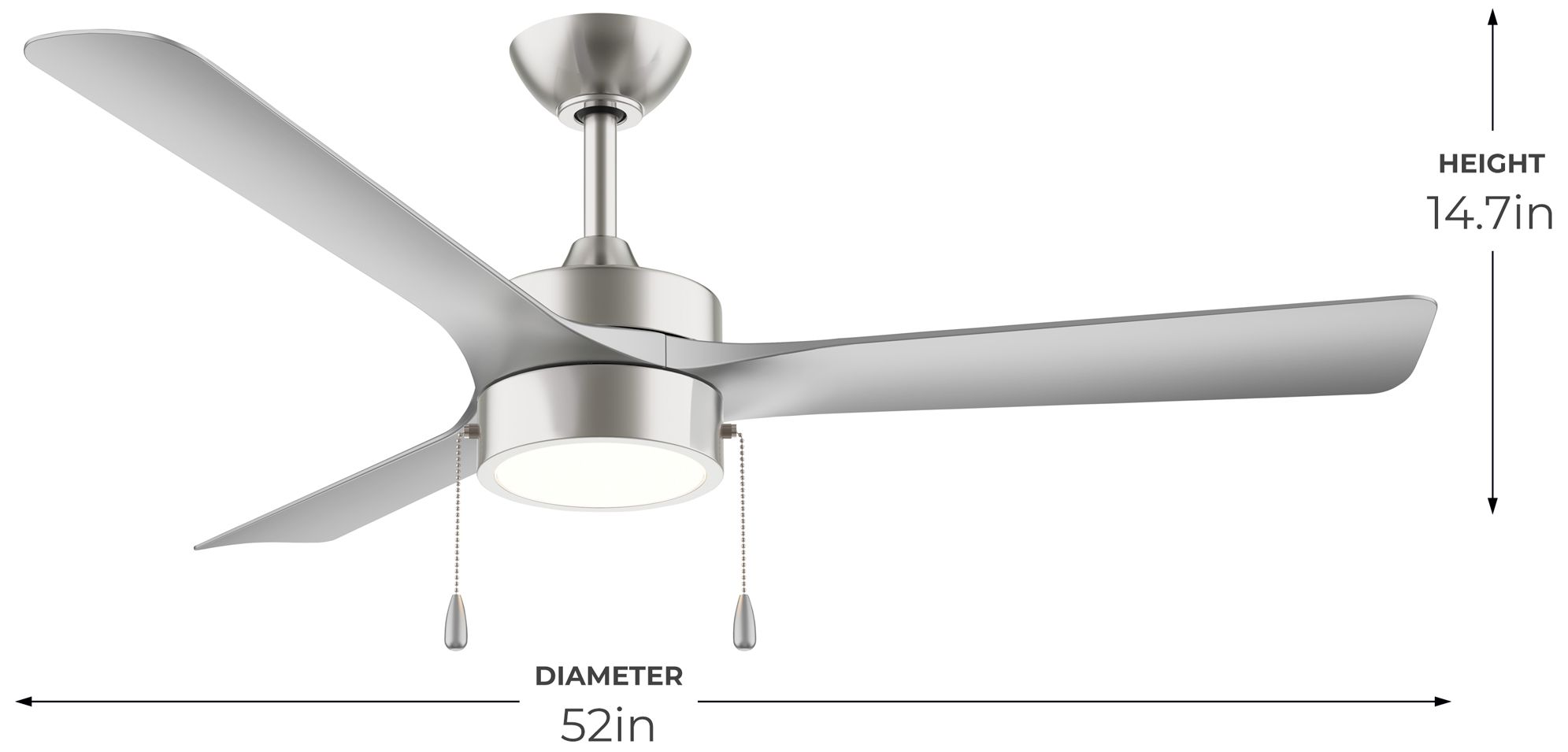 Brushed Nickel with Silver Blades