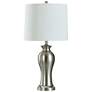 Brushed Silver  - Steel Lamp With Clear Acrylic Accent In Base