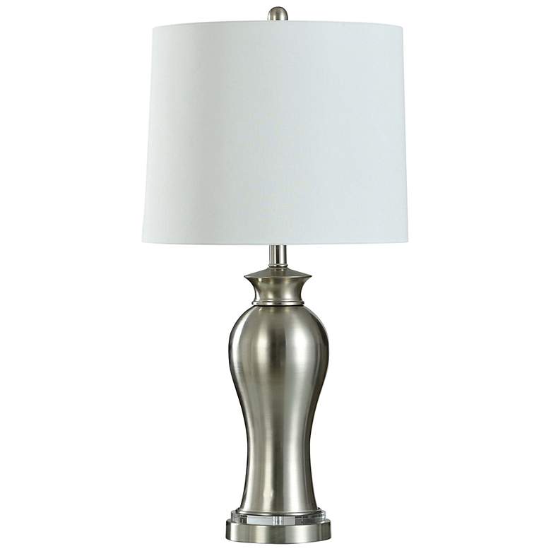 Image 1 Brushed Silver - Steel Lamp With Clear Acrylic Accent In Base