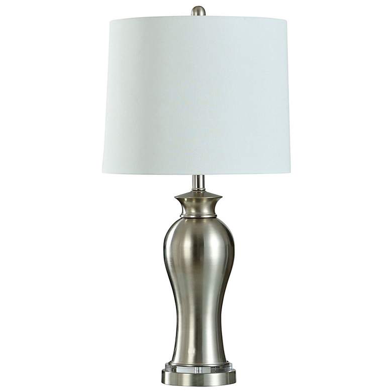 Image 2 Brushed Silver - Steel Lamp With Clear Acrylic Accent In Base more views