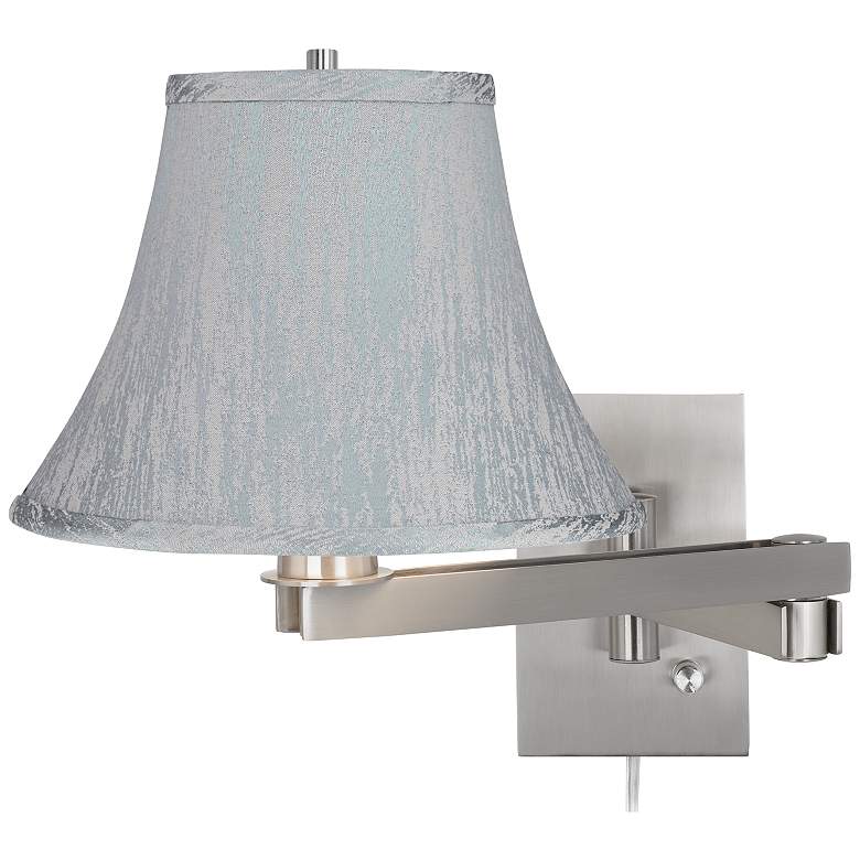 Image 1 Brushed Steel 19 inch Swing Arm Wall Lamp with Gray Bell Shade