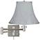 Brushed Steel 20 1/2" Swing Arm Wall Lamp w/ Gray Bell Shade