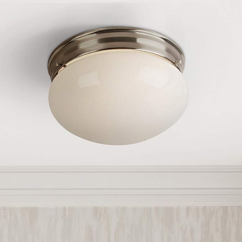 Image 1 Brushed Steel 9 inch Wide Ceiling Light Fixture