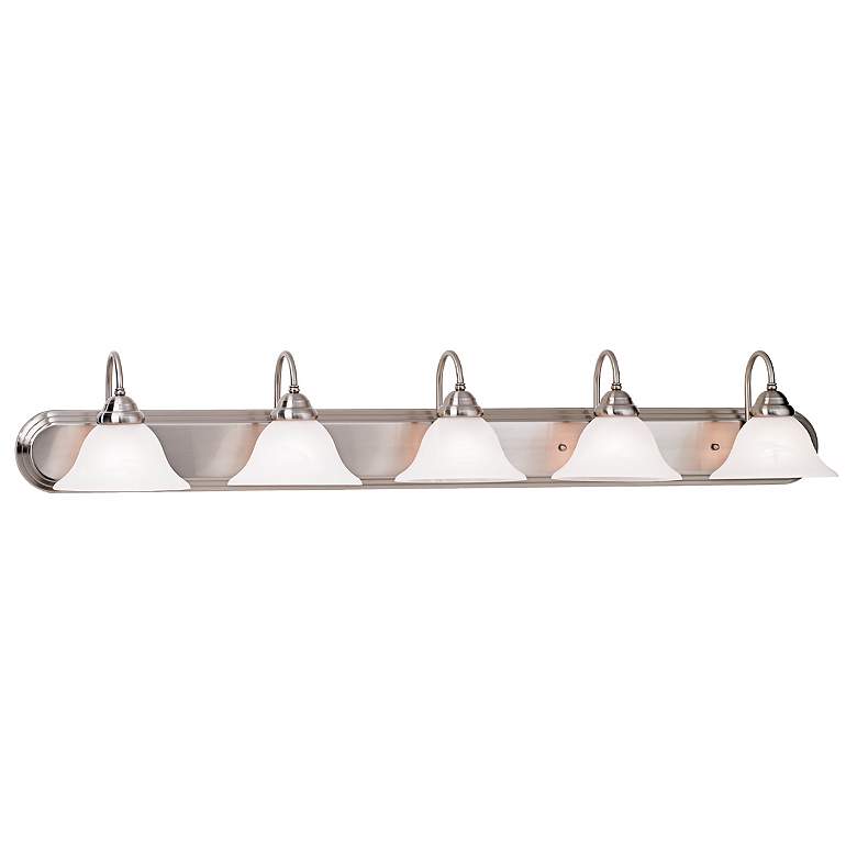 Image 1 Brushed Steel and Marbleized Glass 48 inch Wide Vanity Light