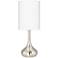 Brushed Steel Droplet Table Lamp with White Shade