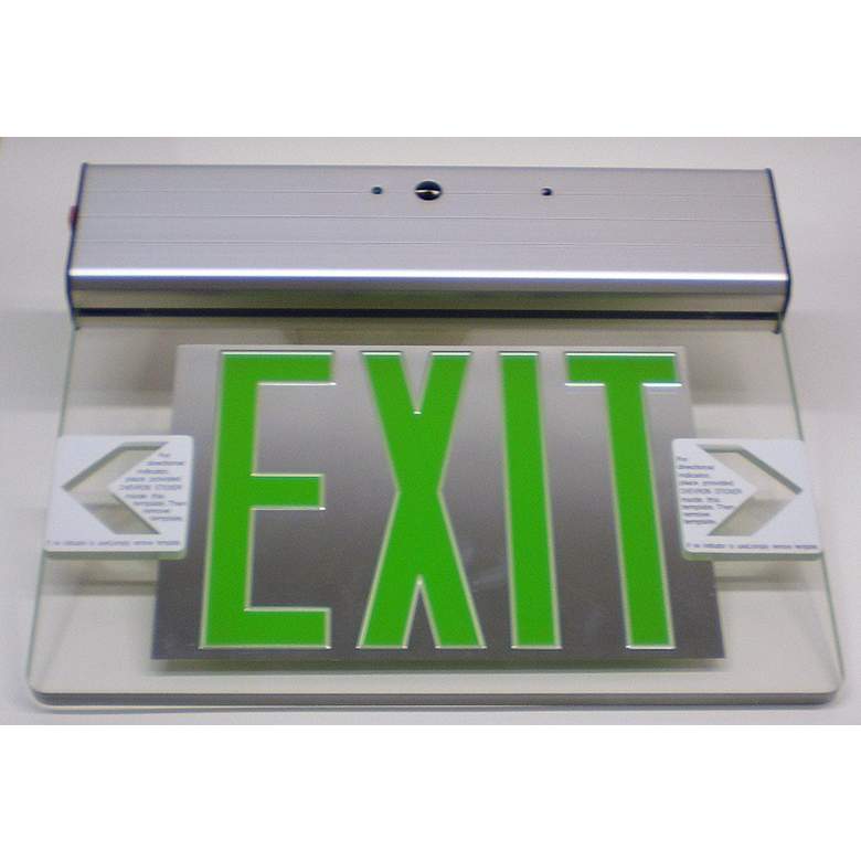 Image 1 Brushed Steel Finish 11 inch High 13 inch Wide Exit Light