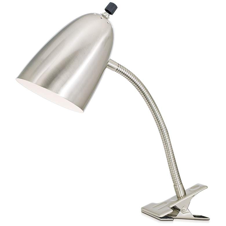 Image 1 Brushed Steel LED Gooseneck Headboard Clip Lamp