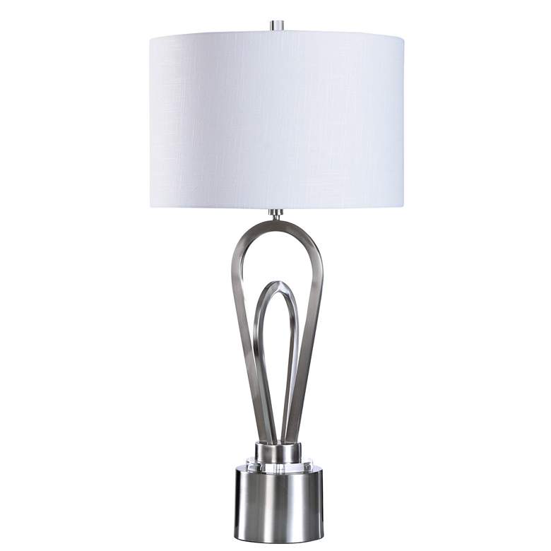 Image 1 Brushed Steel - Metal Table Lamp - 17in W X 36in Ht X 17in D - 150 Watts