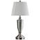 Brushed Steel Metal Table Lamp with Outlet and USB Port