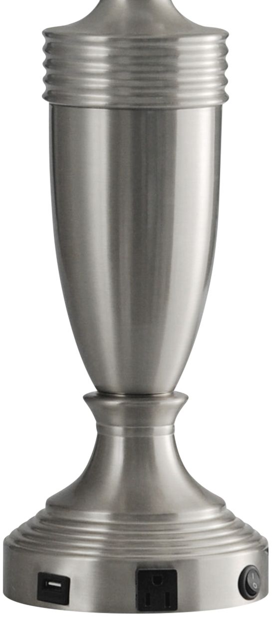 Brushed Steel Metal Table Lamp with Outlet and USB Port 60Y74 Lamps Plus