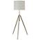 Brushed Steel Tripod Floor Lamp with White Shade