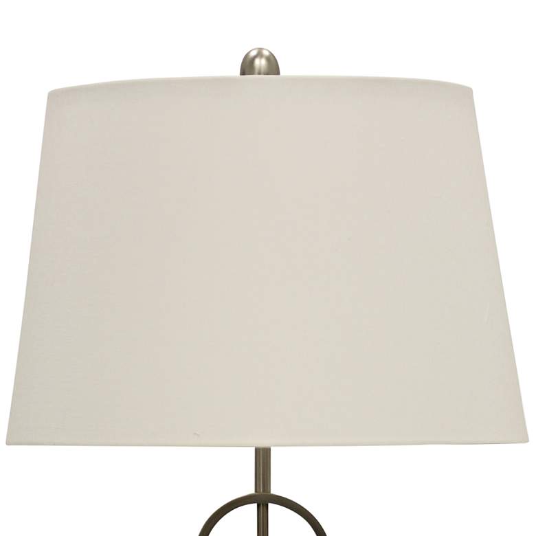 Image 2 Brushed Steel USB Table Lamp w/ White Hardback Fabric Shade more views