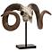 Brut 22"W Bone White and Chestnut Brown Sheep Skull on Stand