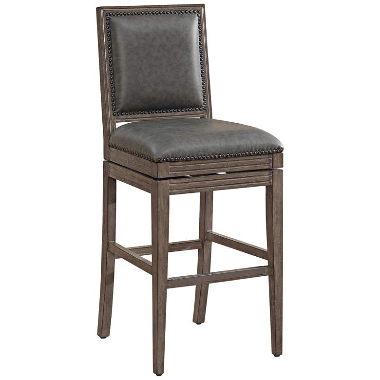 Image 1 Bryan 30" Charcoal Bonded Leather Swivel Barstool