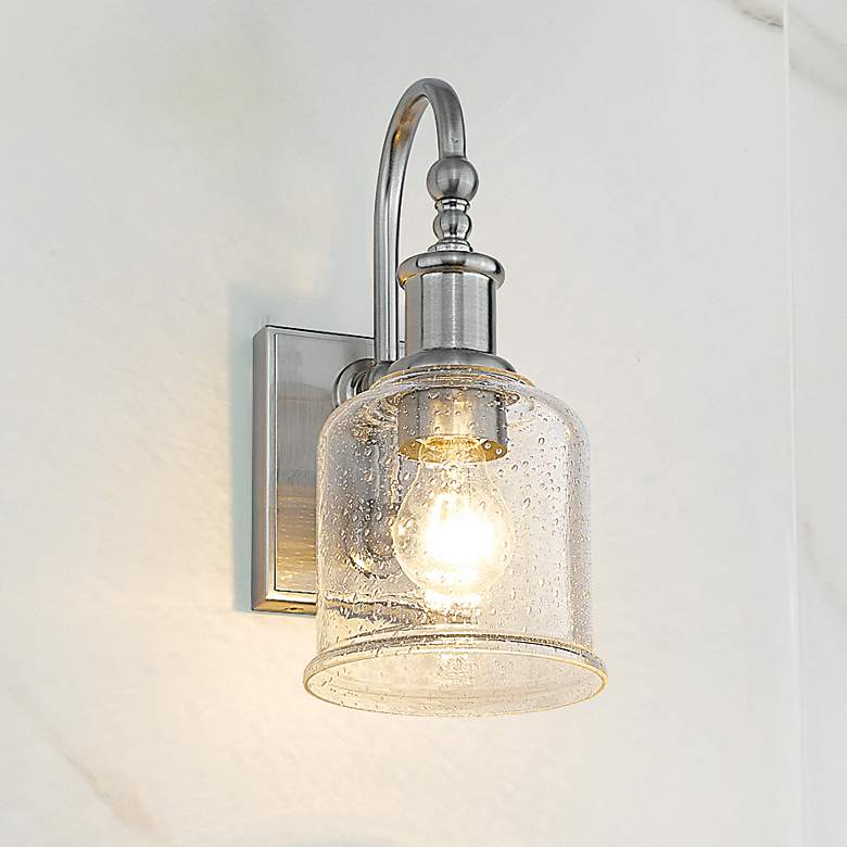 Image 1 Bryant 12 1/4" High Brushed Nickel Metal Wall Sconce